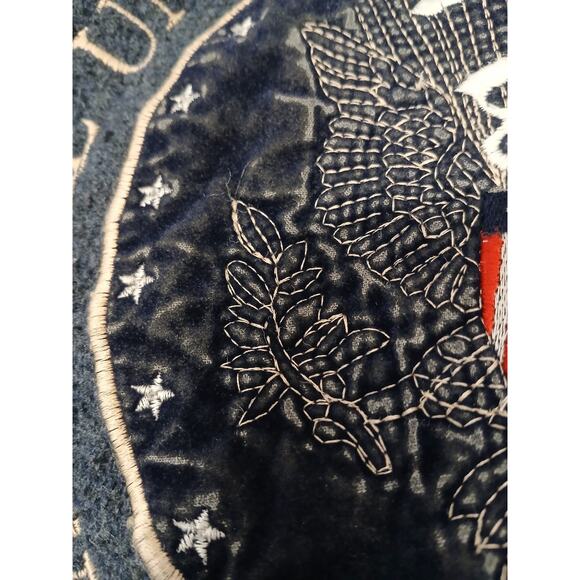 Washington DC Pullover Hoodie USA Sz M Blue Crushed Velvet Embroidery Kangaroo - Picture 7 of 16